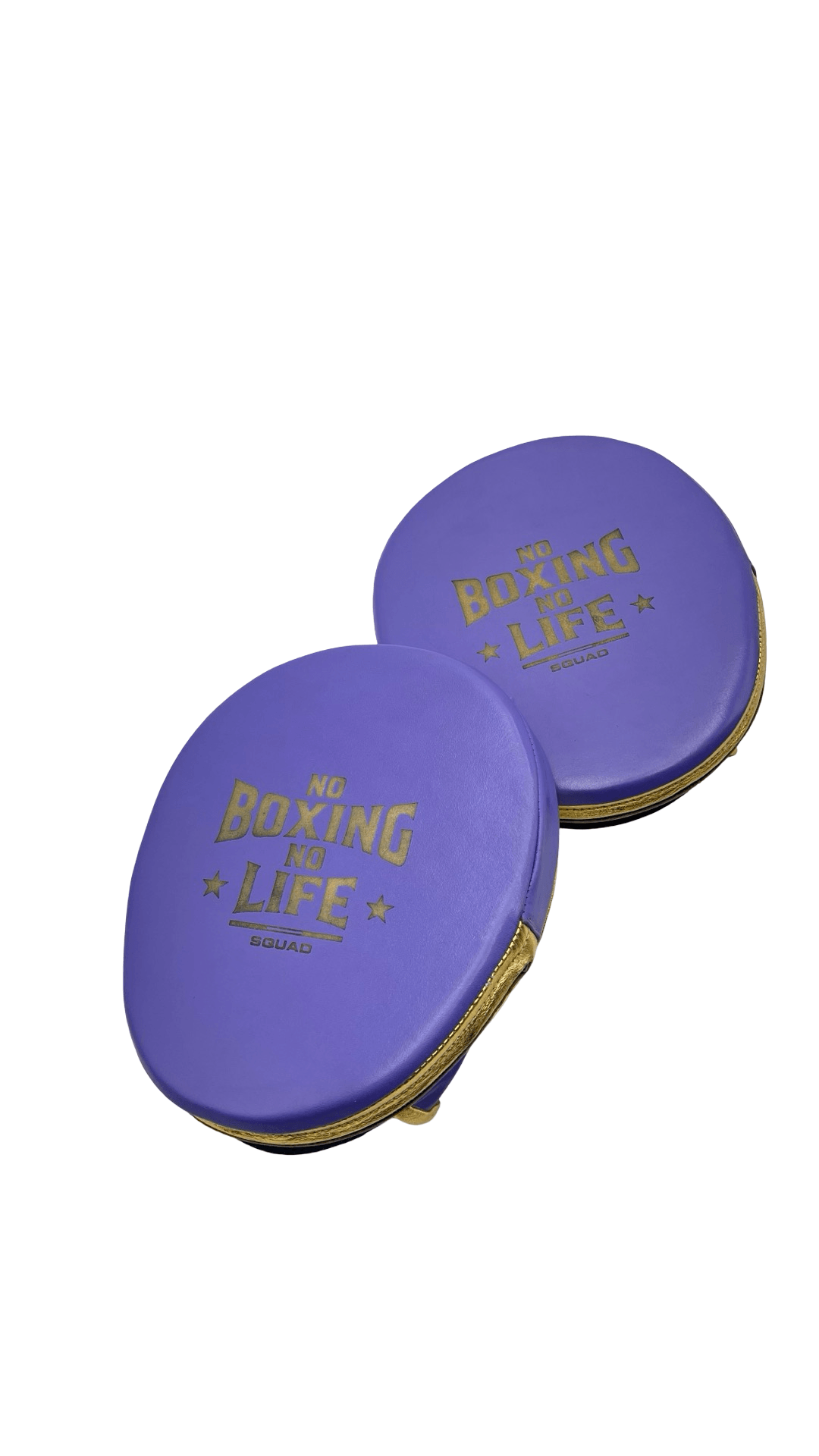 No Boxing No Life Purple/Gold Punching Mitts Premium Heavy Duty Training Mitts Back View