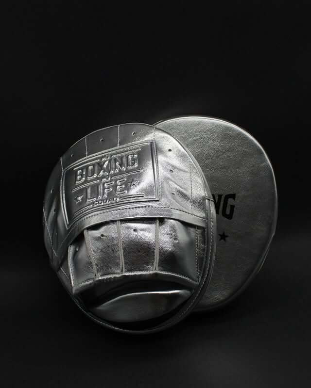 No Boxing No Life Silver Punching Mitts Premium Quality Training Front View