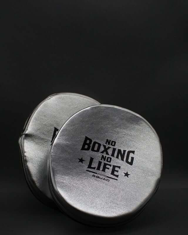 No Boxing No Life Silver Punching Mitts Premium Quality Training Back View