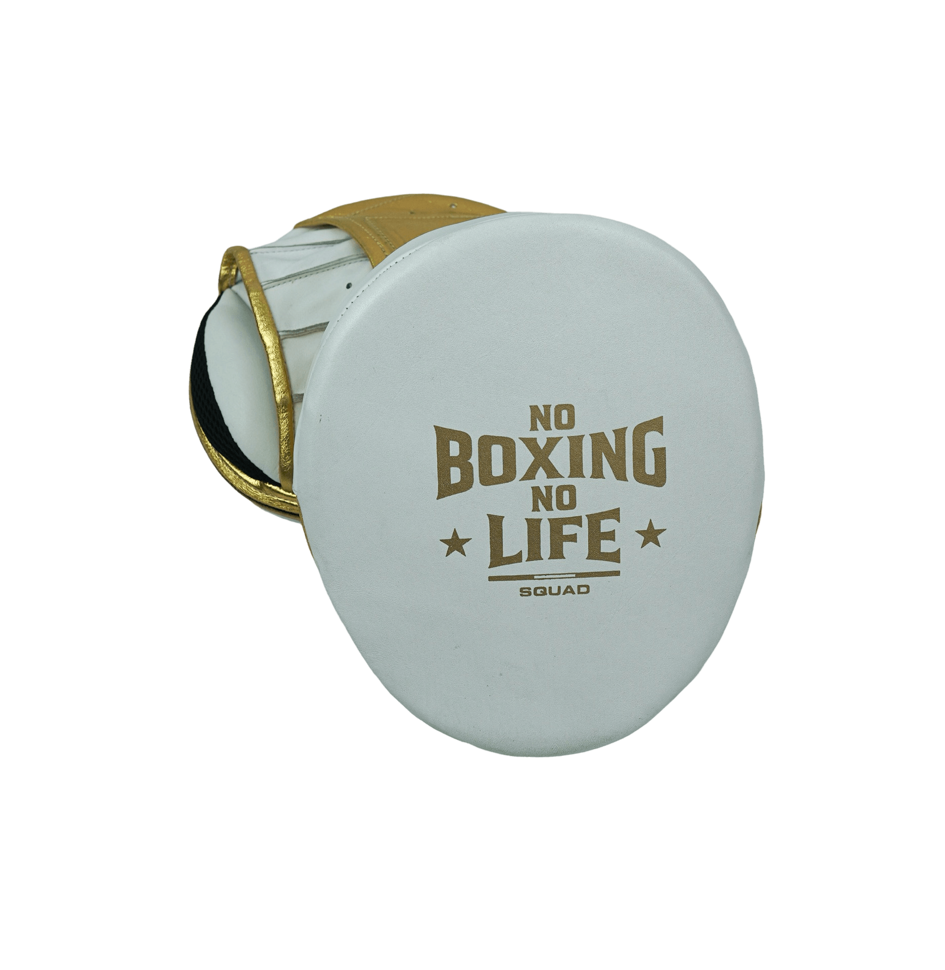 No Boxing No Life White/Gold Punching Mitts Beginner Friendly Training Mitts