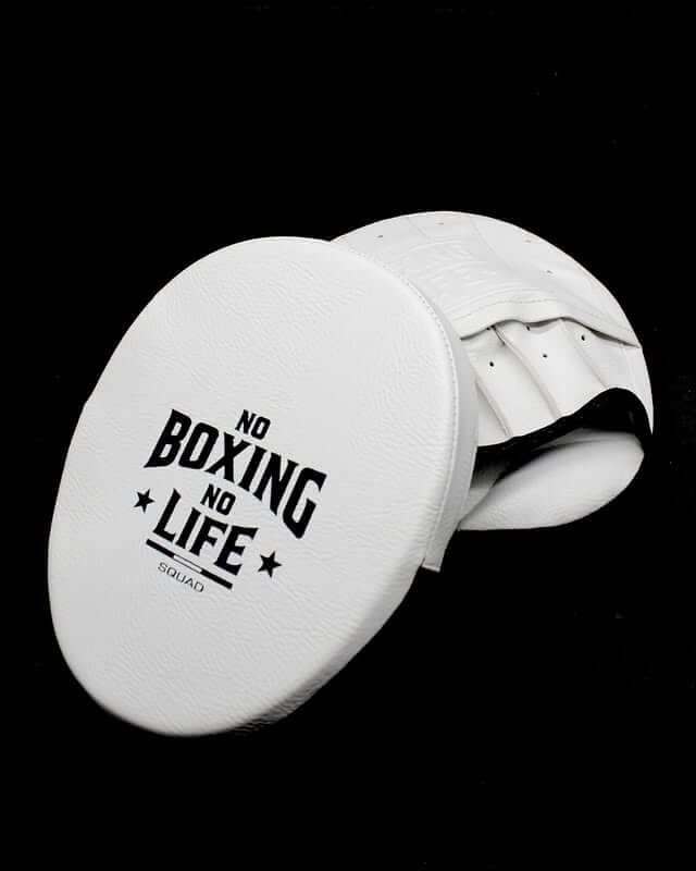 No Boxing No Life Punching Mitts White Training Focus Mitts Leather Pair