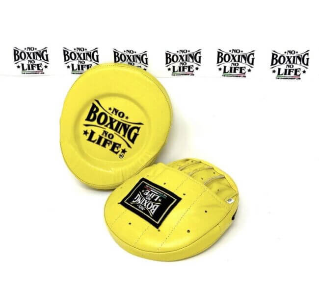 No Boxing No Life Yellow Punching Mitts Heavy Duty Gym Training Pair