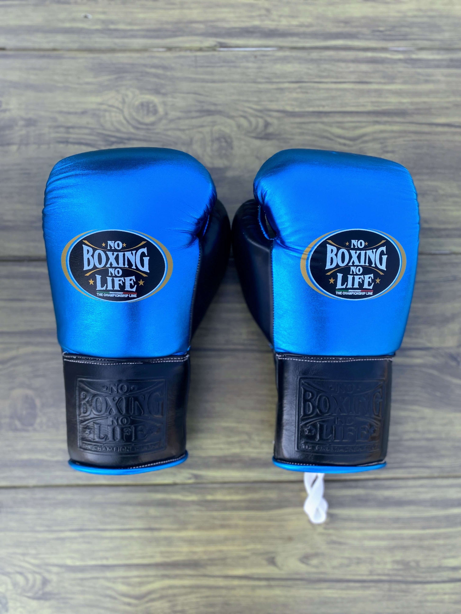 No Boxing No Life Boxing Set Blue/Black Gloves Back View