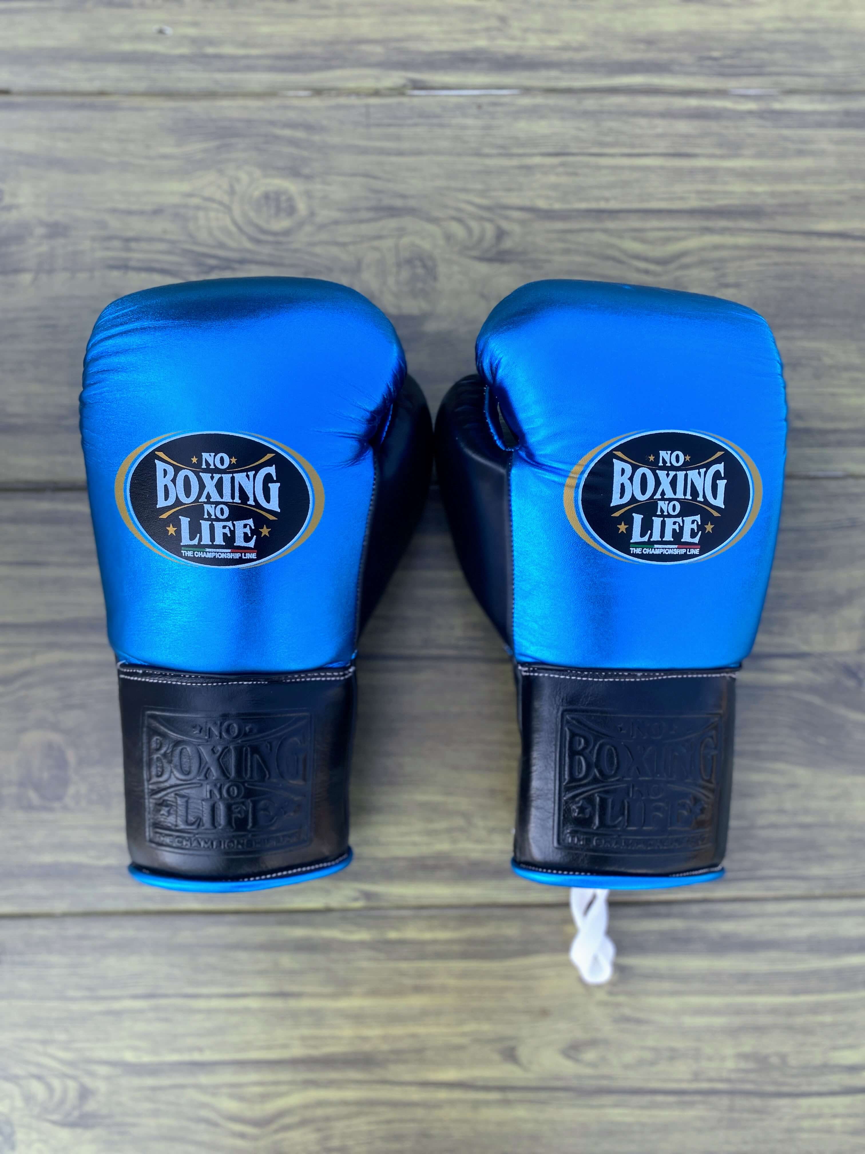 No Boxing No Life Boxing Set Blue/Black Gloves Back View