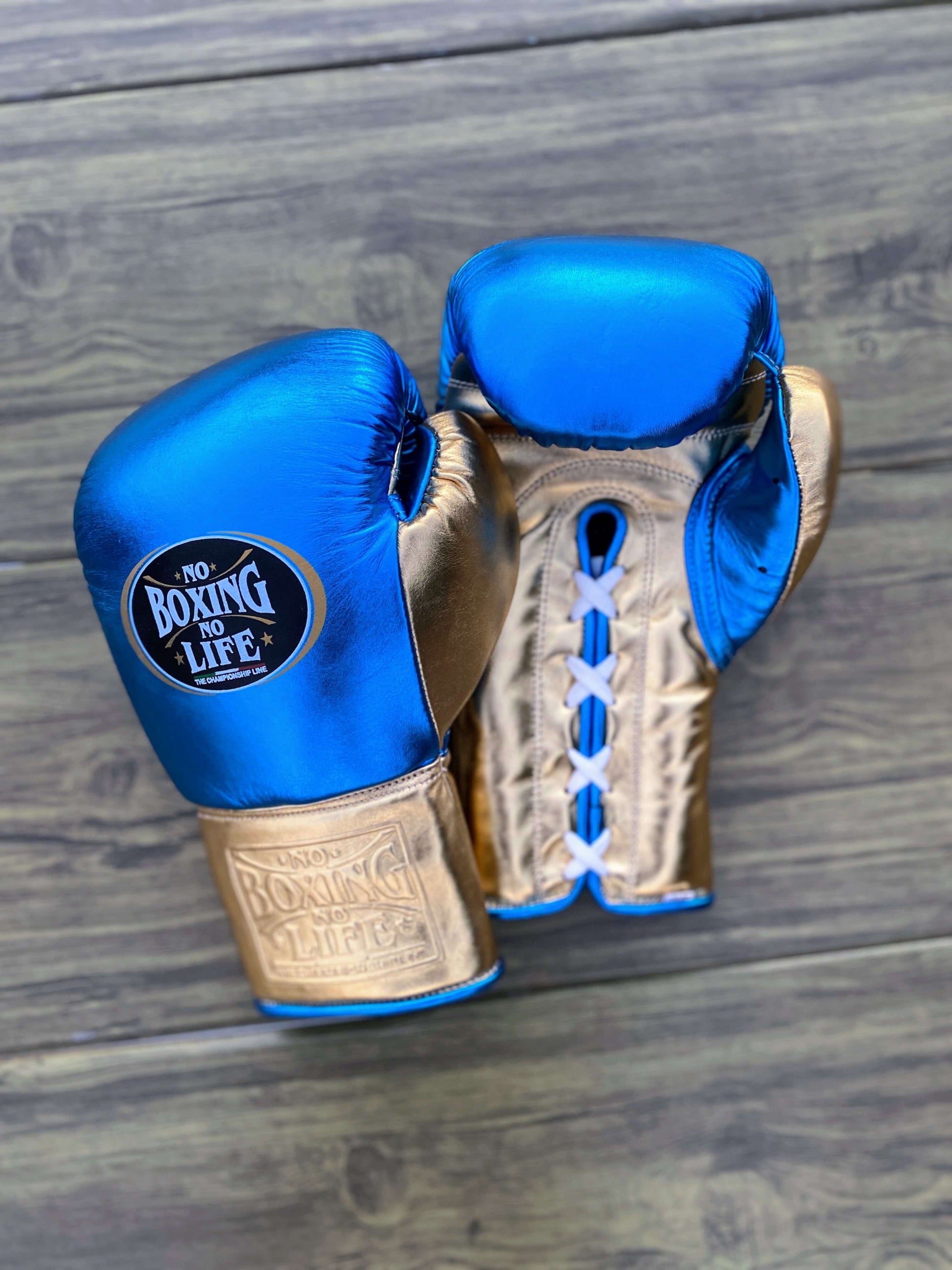 No Boxing No Life Boxing Gloves Set Blue/Gold Great Value Training Pack Gloves View