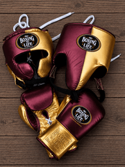 No Boxing No Life Burgundy/Gold Boxing Set Premium Training Gloves Kit