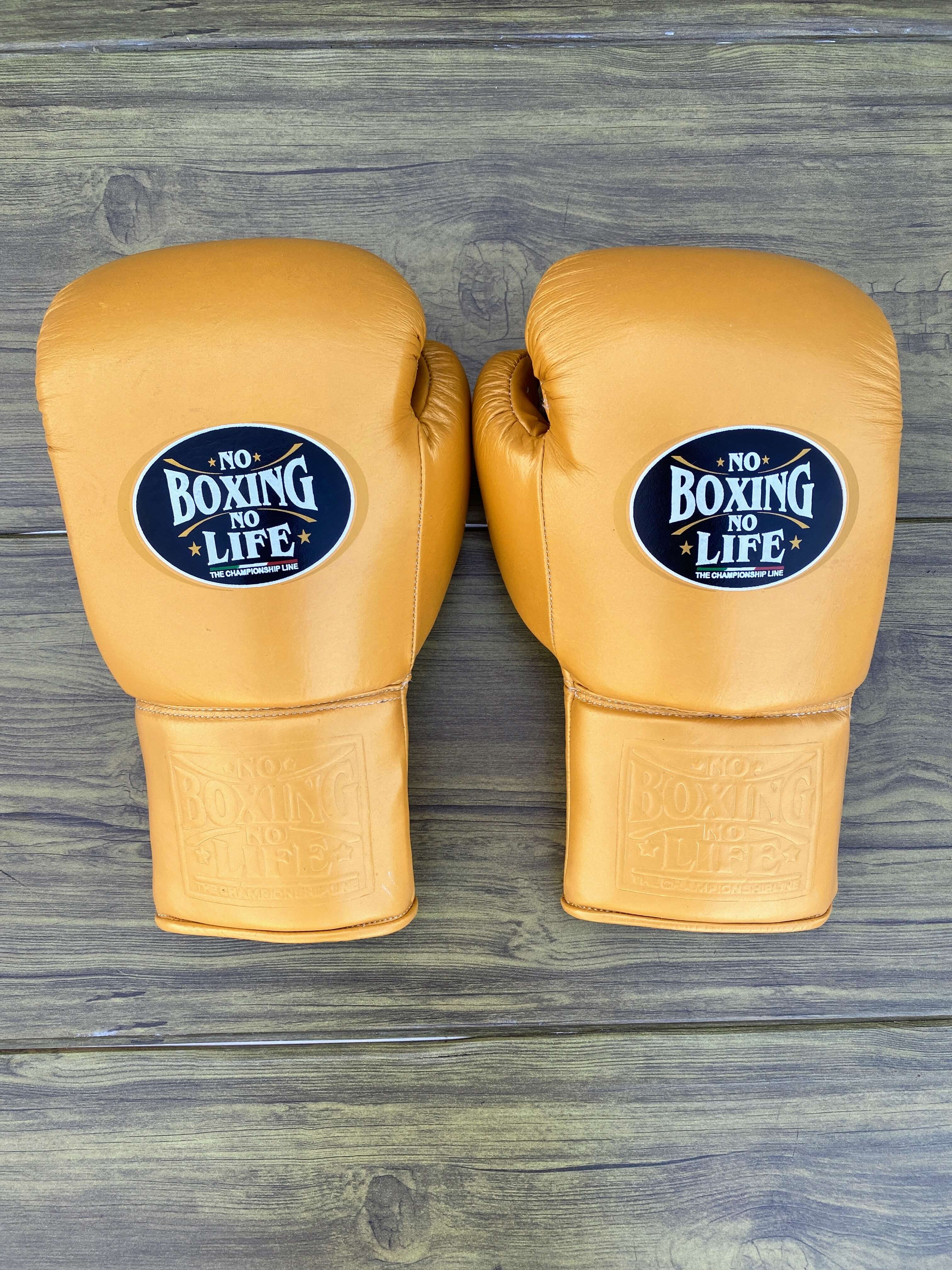 No Boxing No Life Boxing Gloves Set Gold Gloves Back View
