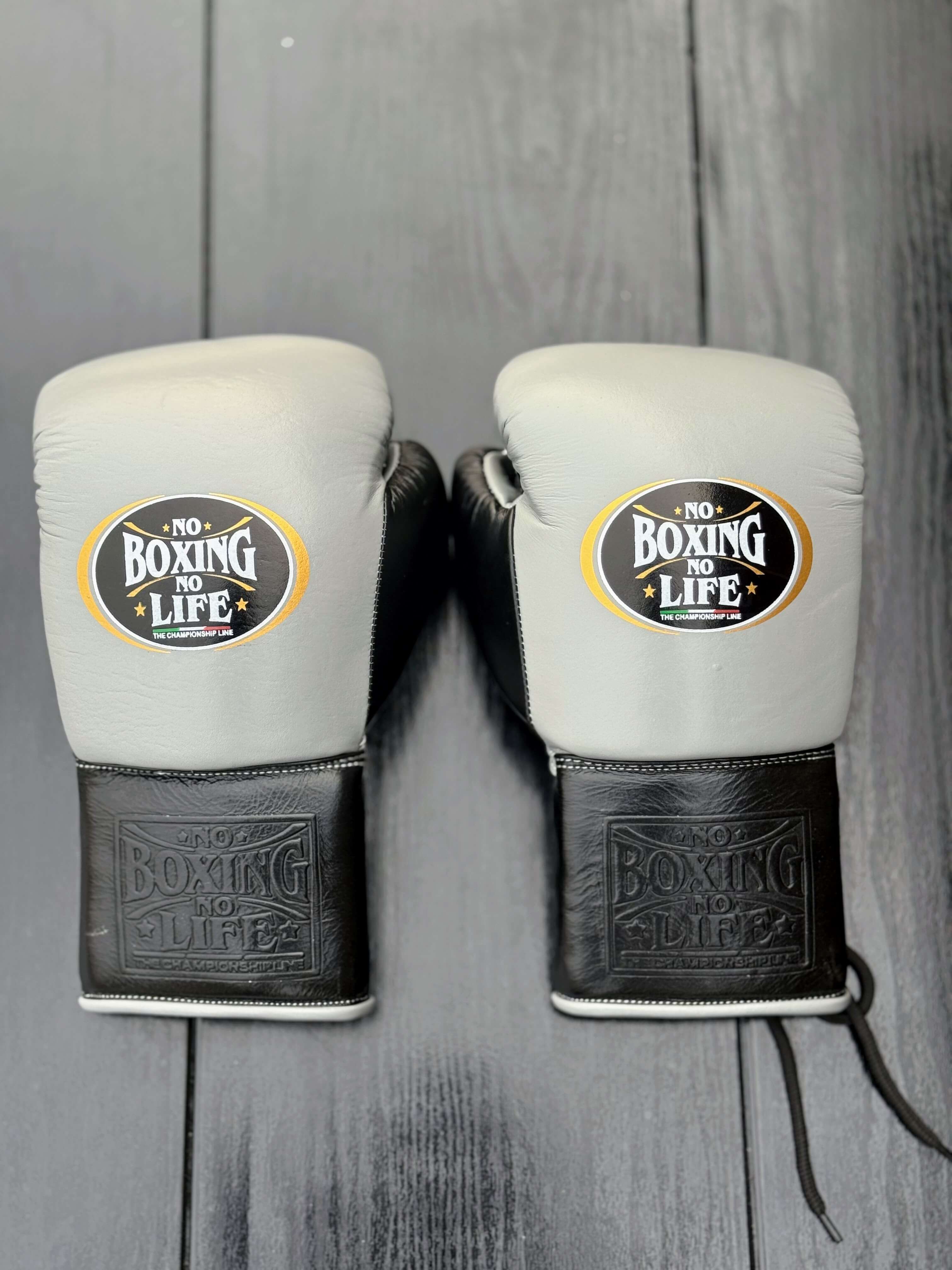 No Boxing No Life Beginner Boxing Set Grey/Black Gloves Training Kit Gloves Back View