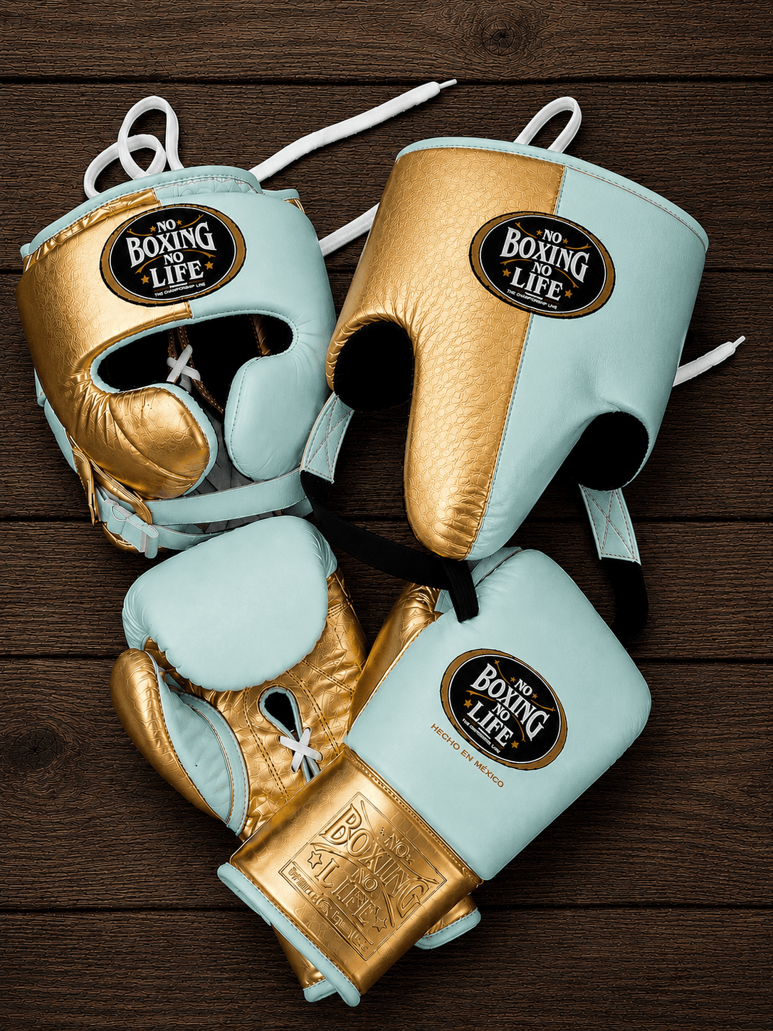 No Boxing No Life Full Gear Boxing Set Light-Blue/Gold 14oz Training Pack