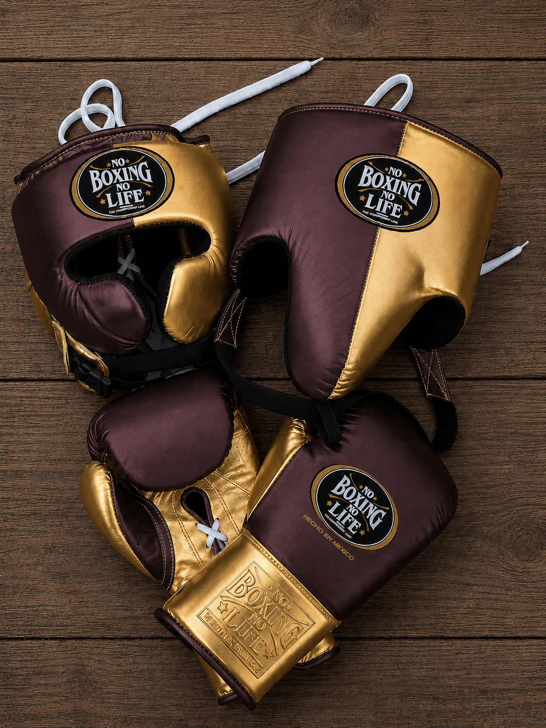 No Boxing No Life Maroon/Gold Complete Boxing Set Customizable Training Bundle