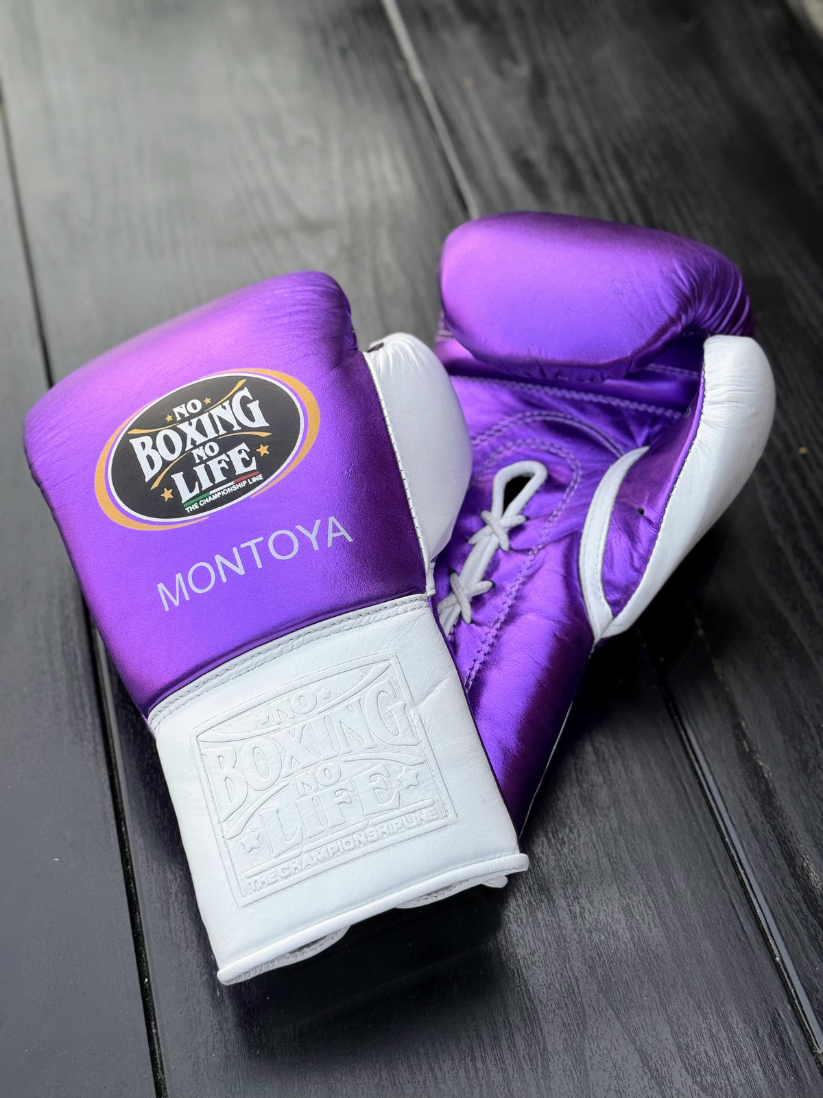 No Boxing No Life Set Purple/White  Leather Gloves