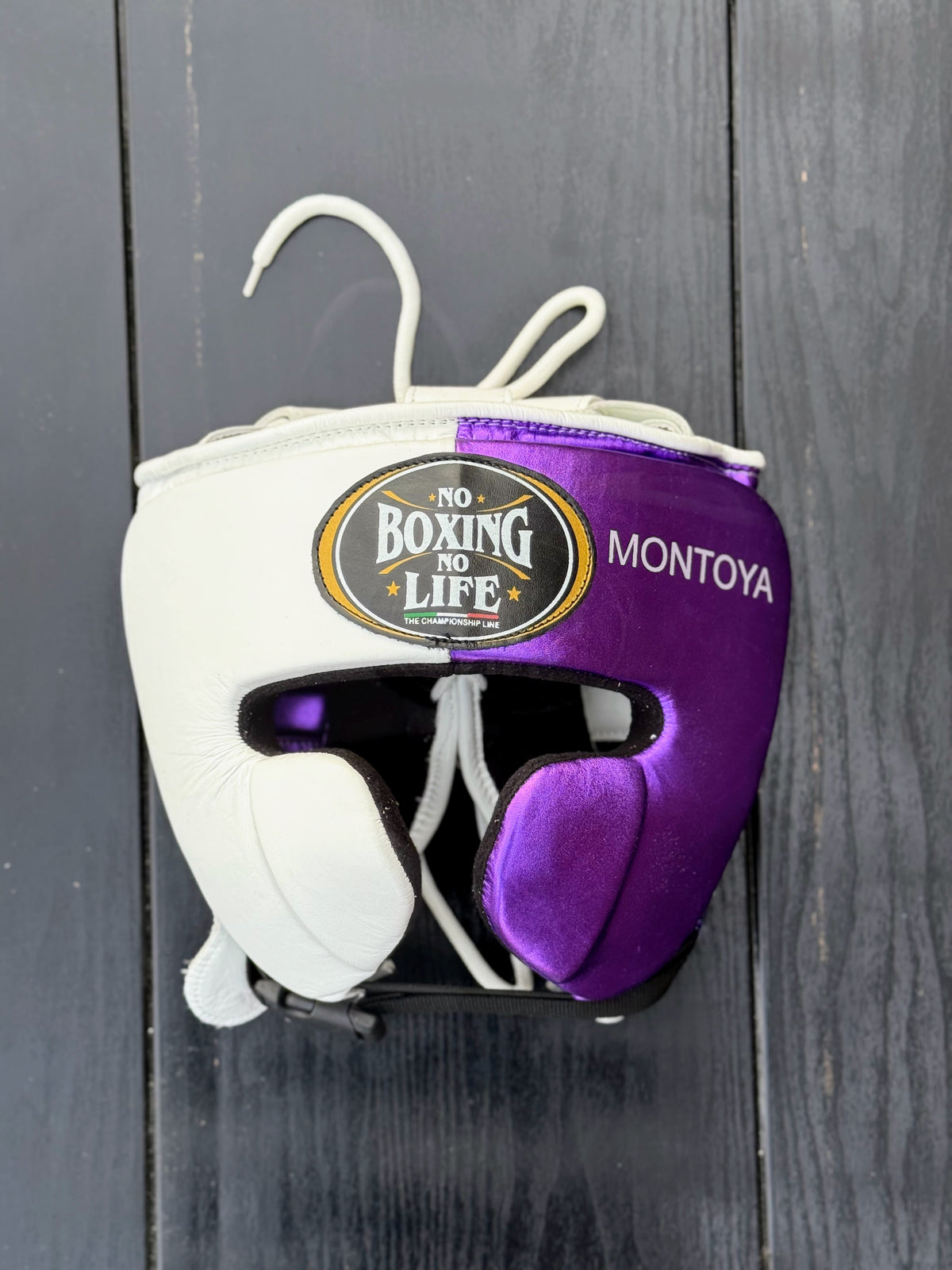 No Boxing No Life Set Purple/White  Leather Headguard