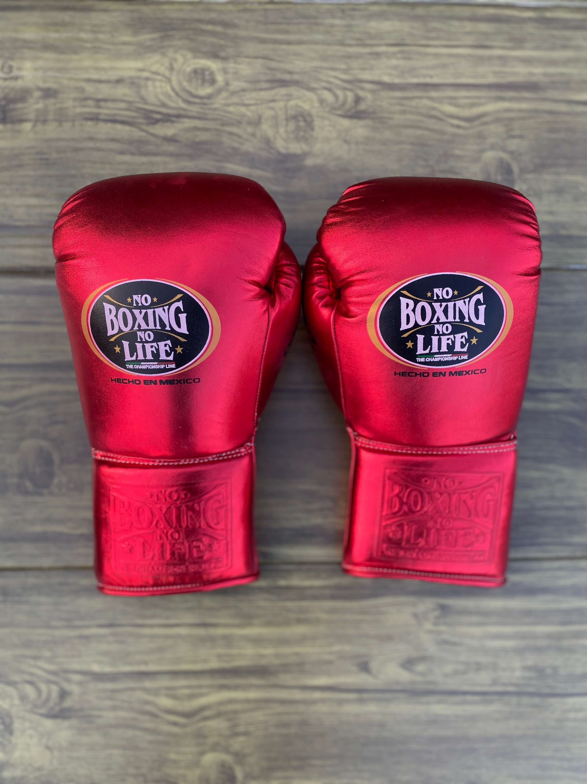 No Boxing No Life Boxing Set Red/Black 14oz Gloves with Headguard Training Kit Gloves Back View