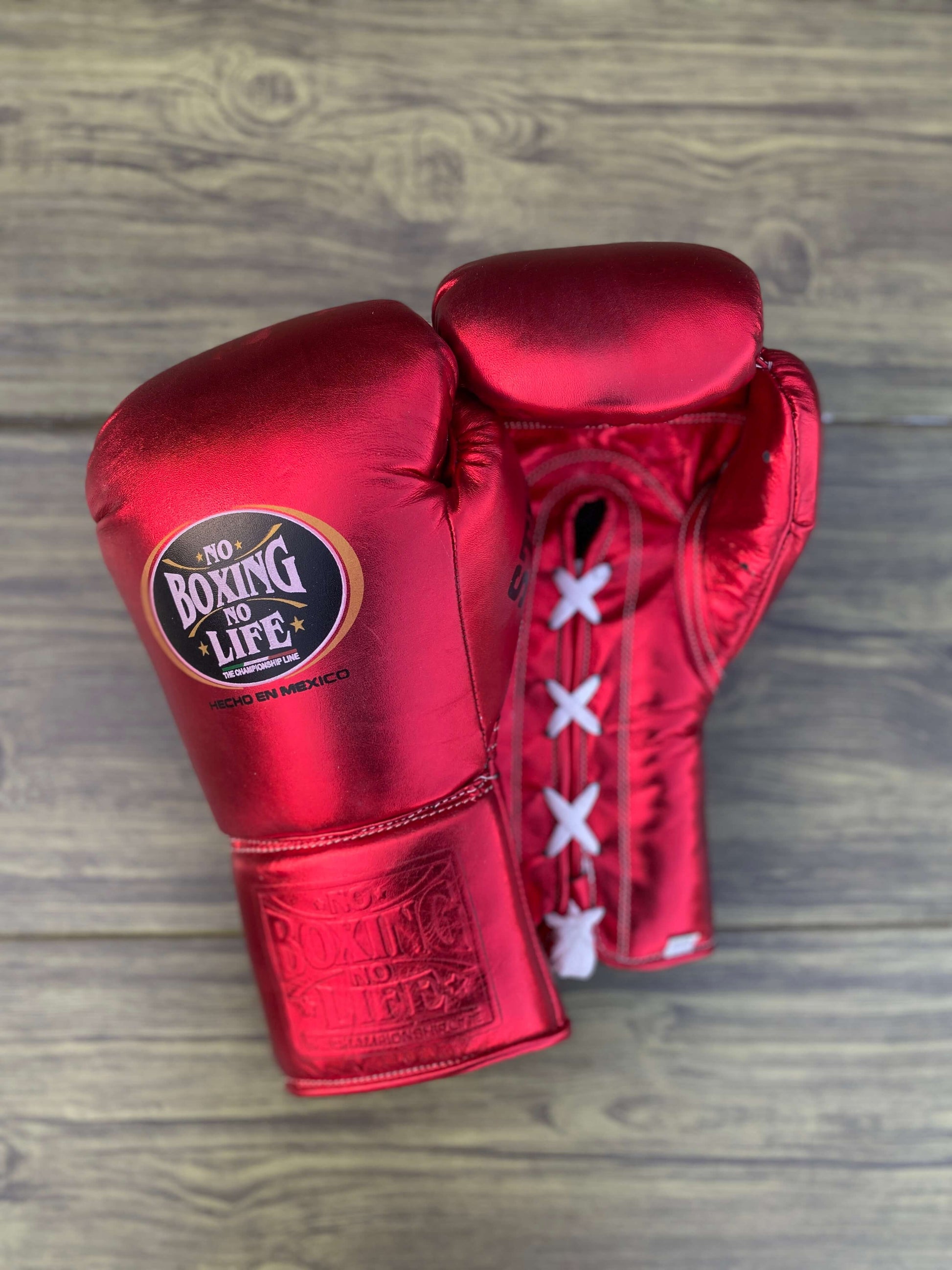 No Boxing No Life Boxing Set Red/Black 14oz Gloves with Headguard Training Kit Gloves Front View