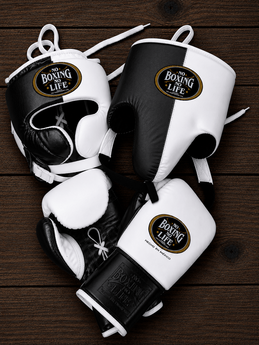 No Boxing No Life Boxing Gloves Set Black/White Heavy Duty Training Collection