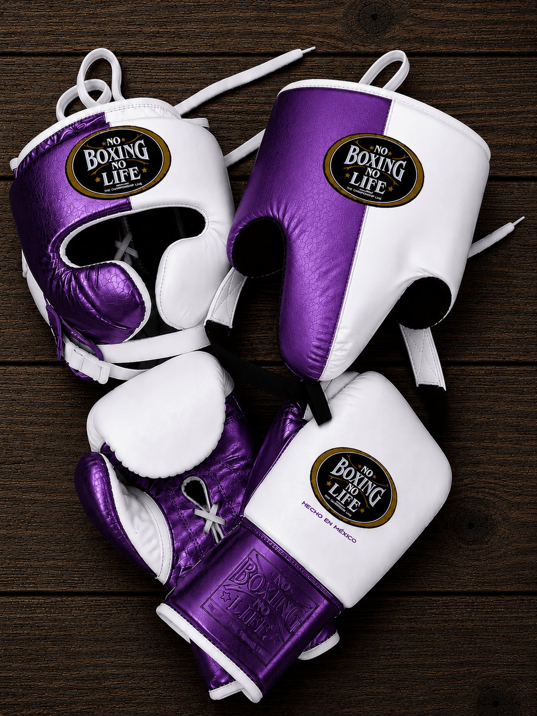 No Boxing No Life Leather Boxing Set Purple/White Gym Training Kit