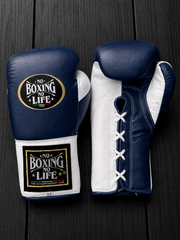 Affordable No Boxing No Life Leather Boxing Gloves Dark-Blue/White Gym Training