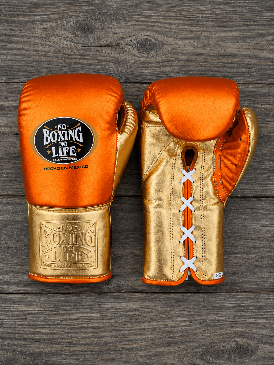 Affordable No Boxing No Life Leather Boxing Gloves Orange/Gold Gym Training