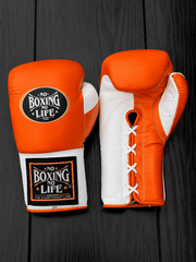 Best Value No Boxing No Life Training Gloves Orange/White Lace-Up