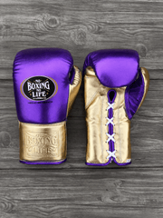 Budget No Boxing No Life Training Gloves Purple/Gold 14oz Custom Fit