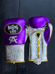 Affordable No Boxing No Life Leather Boxing Gloves Purple/Silver/Gold Gym Training