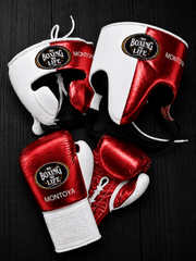 No Boxing No Life Leather Boxing Set White/Red Gym Training Kit