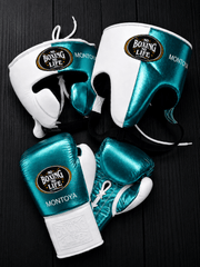 No Boxing No Life Boxing Gloves Set Teal/White Heavy Duty Training Collection