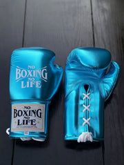 Affordable No Boxing No Life Leather Boxing Gloves Sky-Blue Gym Training
