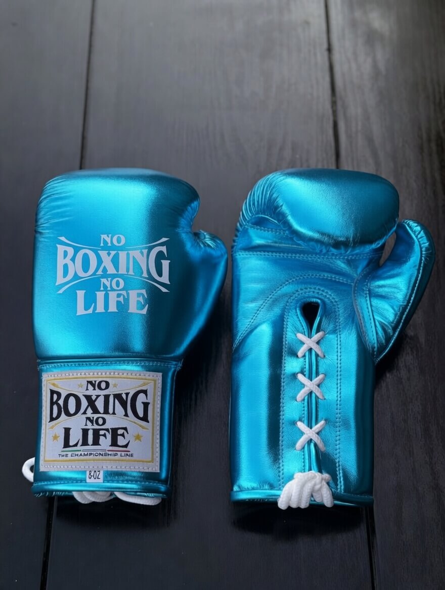 Affordable No Boxing No Life Leather Boxing Gloves Sky-Blue Gym Training