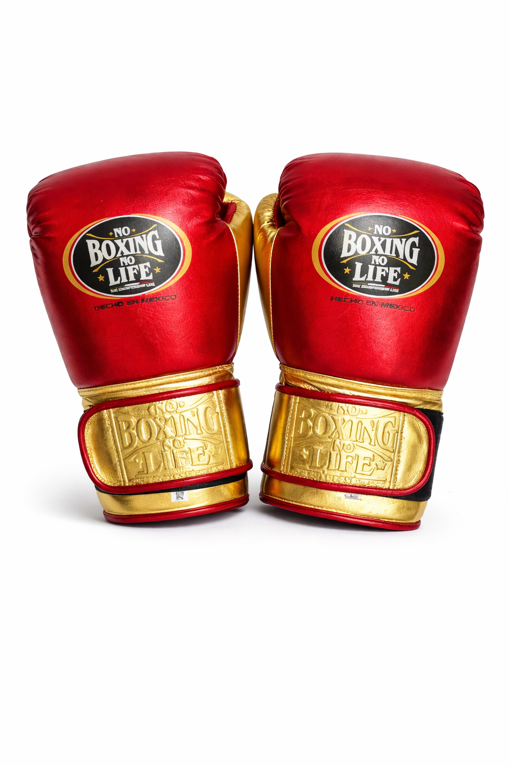 no boxing no life red/gold boxing gloves back view professional sparring and training gear
