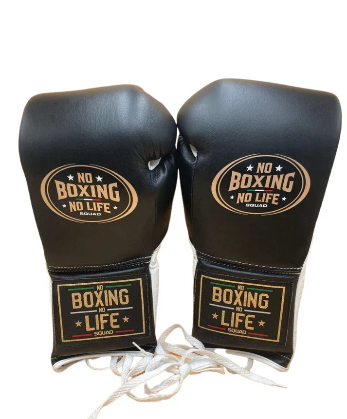 No Boxing No Life Black/White Boxing Gloves Custom Fit Gym Training