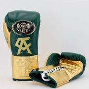 No Boxing No Life Boxing Gloves Dark-Green/Gold 14oz Leather Training Gloves