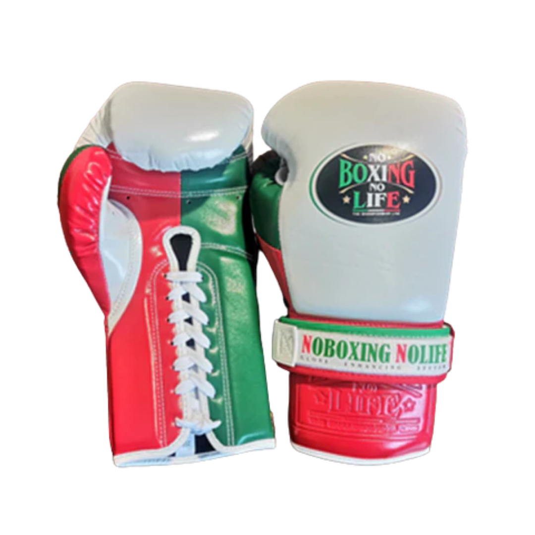 No Boxing No Life White/Red/Green 14oz Boxing Gloves High Quality Gym Gloves
