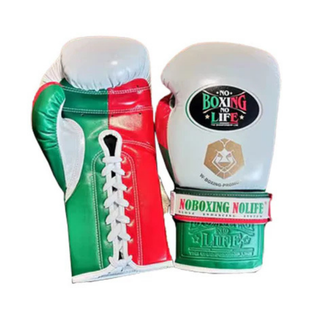 No Boxing No Life White/Green/Red Boxing Gloves Premium Quality Training