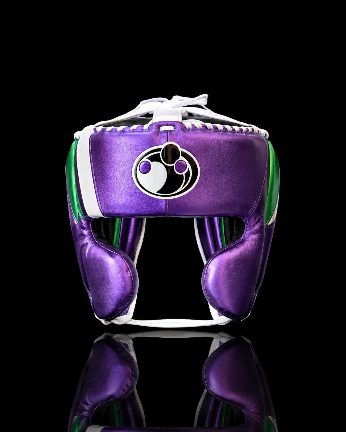 Grant Boxing Headguard Purple/Green/White Leather