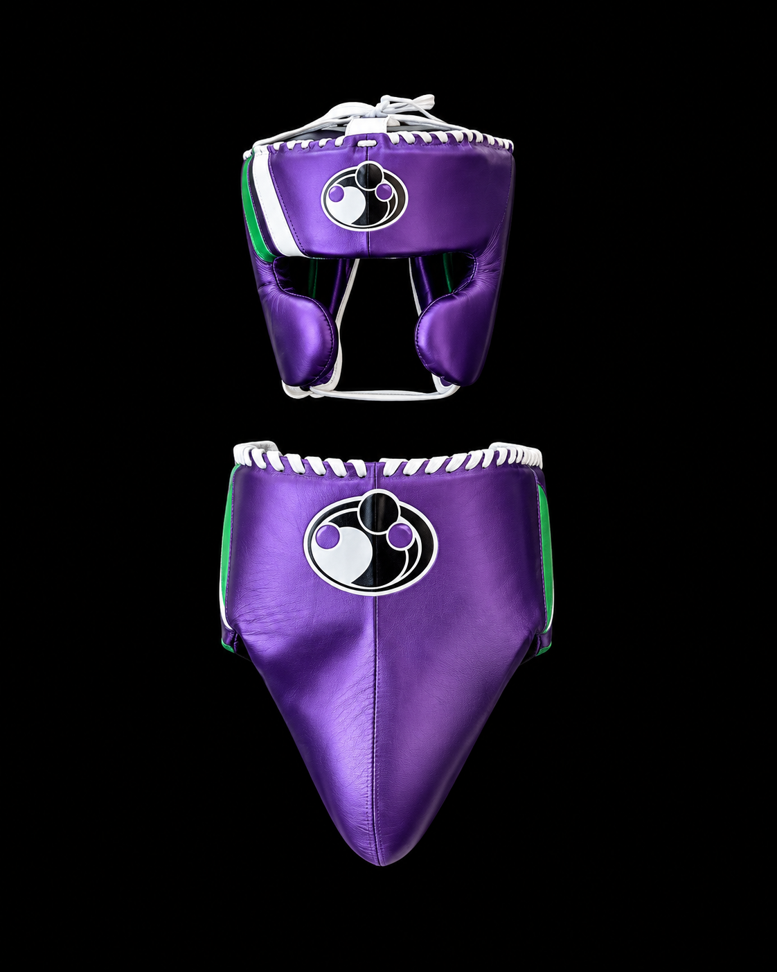 Grant Boxing Head & Cup Protector Purple/Green/White Leather