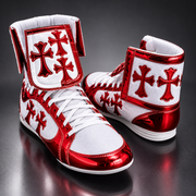 Boxing boots White/Red with lightweight construction for fast footwork