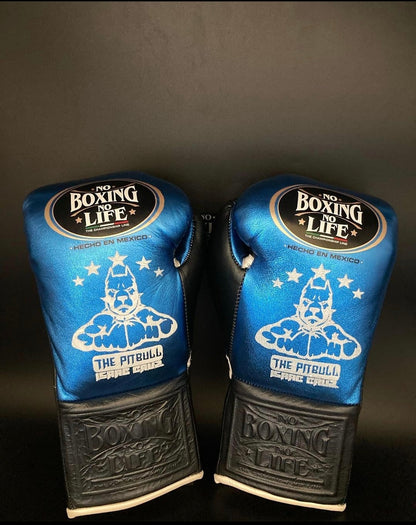 No Boxing No Life Blue/Black Boxing Gloves, Premium Soft-Padding Sparring Training Gear