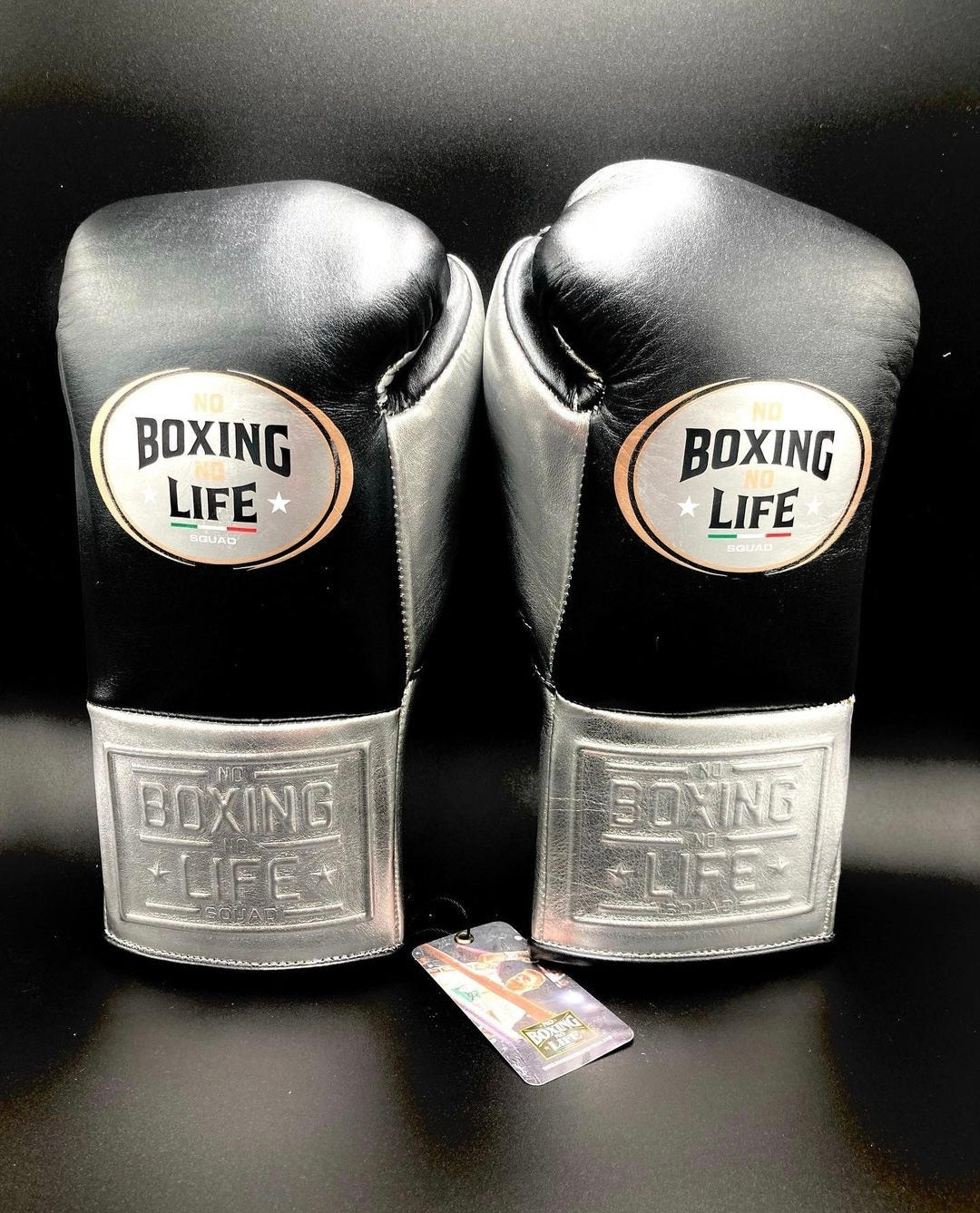 No Boxing No Life Budget Boxing Gloves Black/Silver Lace-Up Training