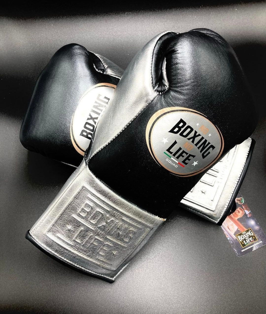 No Boxing No Life Budget Boxing Gloves Black/Silver Lace-Up Training