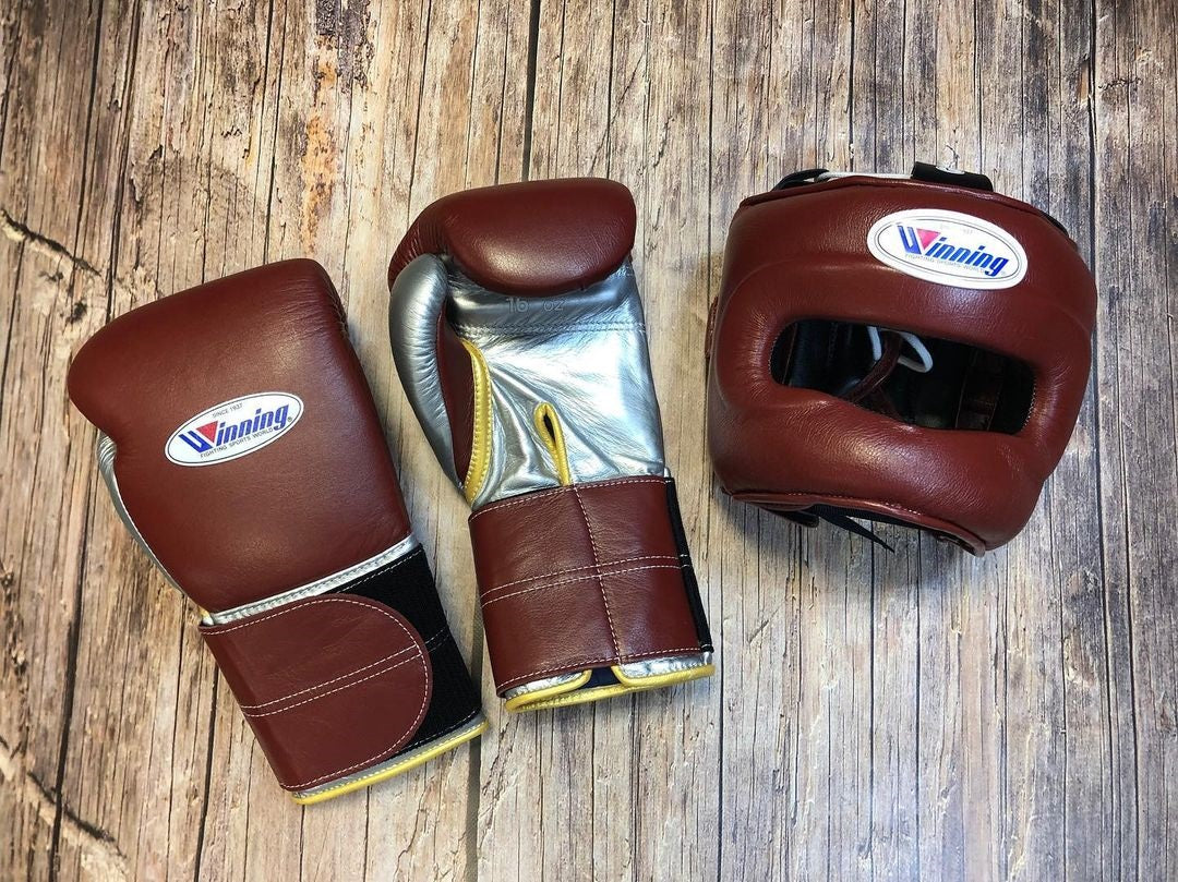 Winning Budget Leather Gloves Set Brown/Silver Durable Gym Bundle