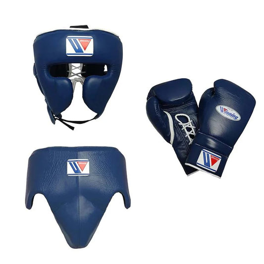 Winning boxing gloves set, Winning BLUE Boxing Gear, Winning Head Guard, Winning Groin Guard,