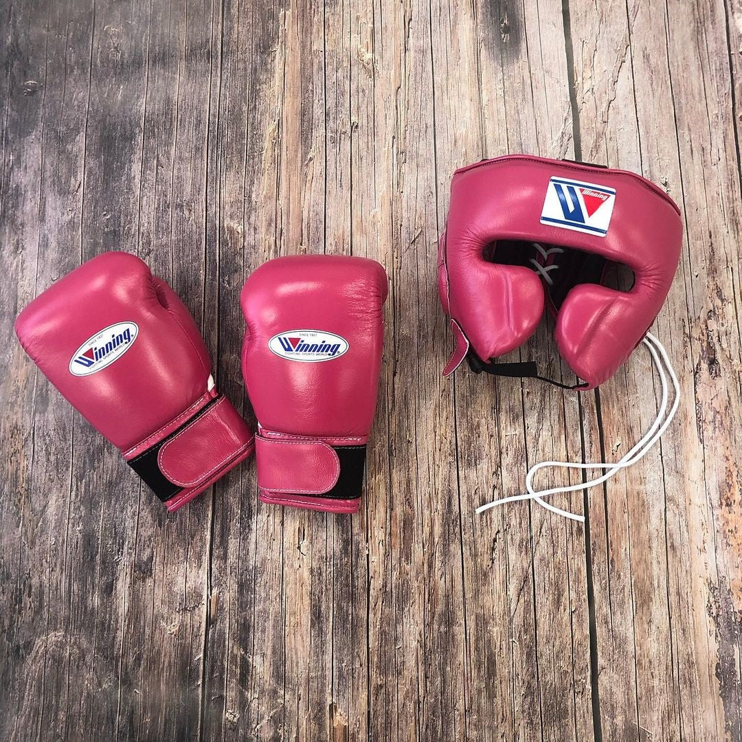 Budget Custom Winning Boxing Gloves Set Dark-Pink Daily Training Kit