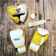 Affordable Winning Full Gloves Set White/Gold with Headguard