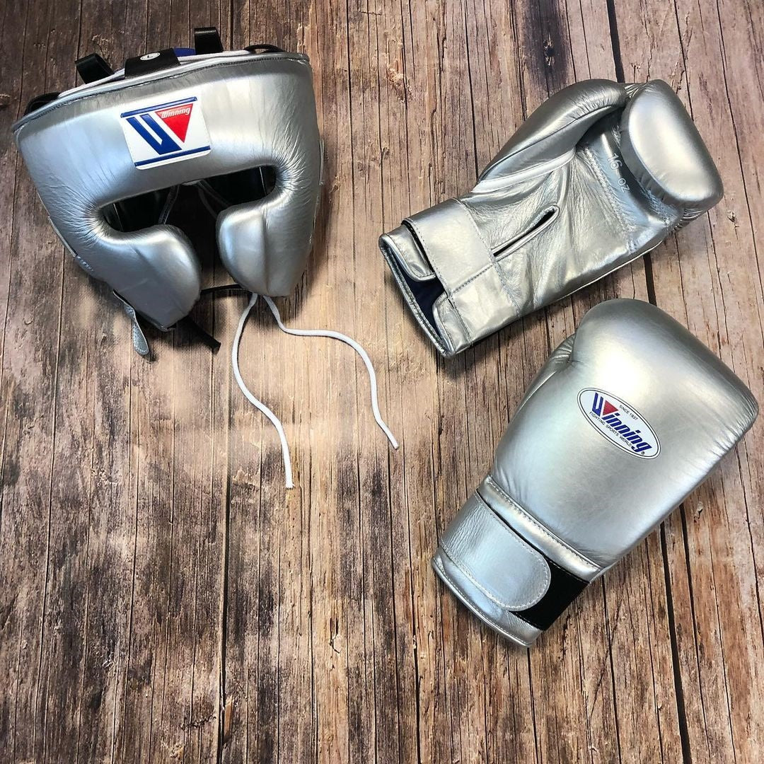 Affordable Winning Boxing Gloves Set Silver 16oz Training Bundle
