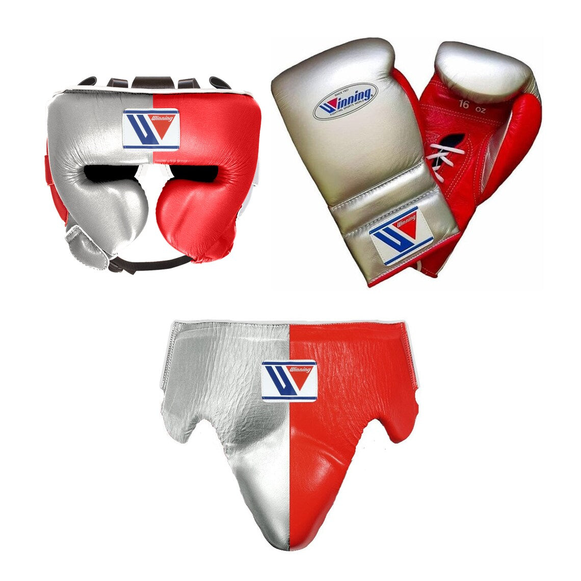 Winning Style Budget Gloves Set Silver/Red Fitness Training
