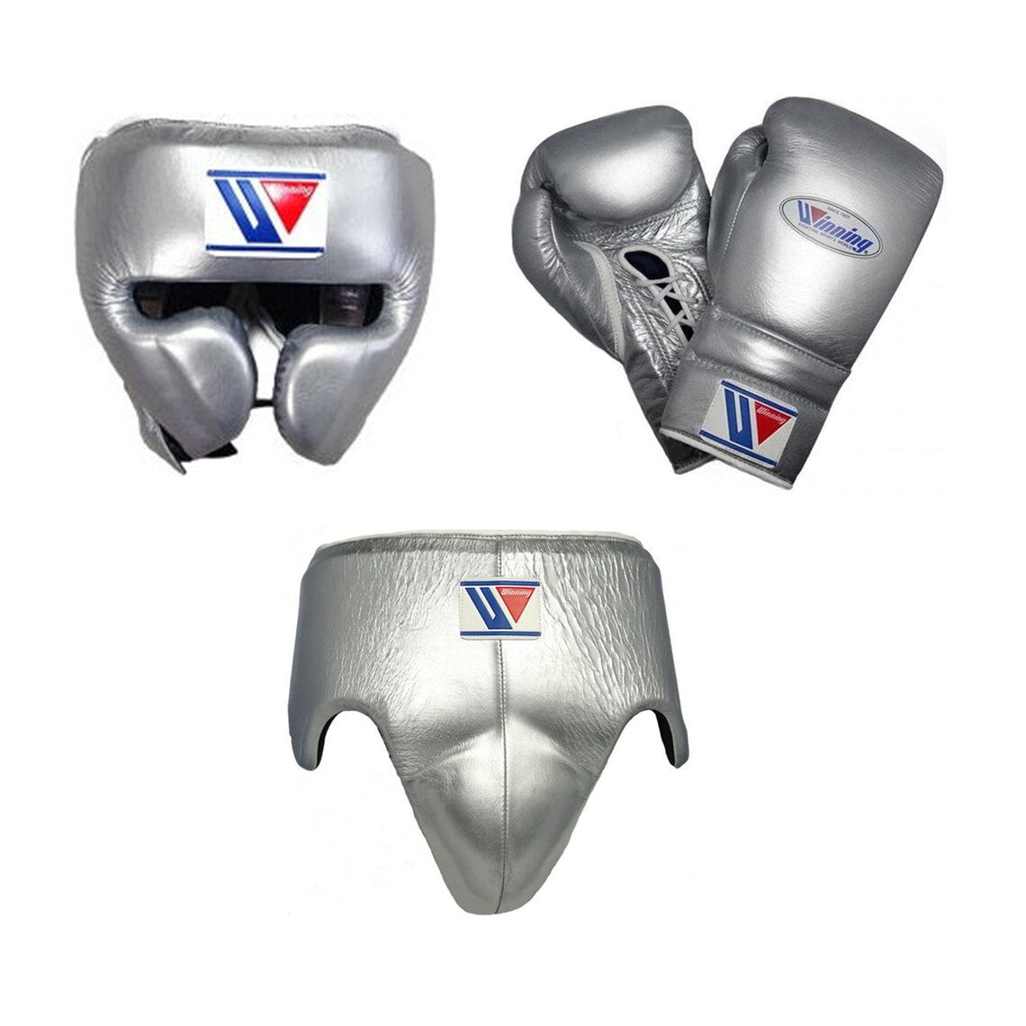 Value Custom Winning Boxing Gloves Set Silver Heavy Duty Pack