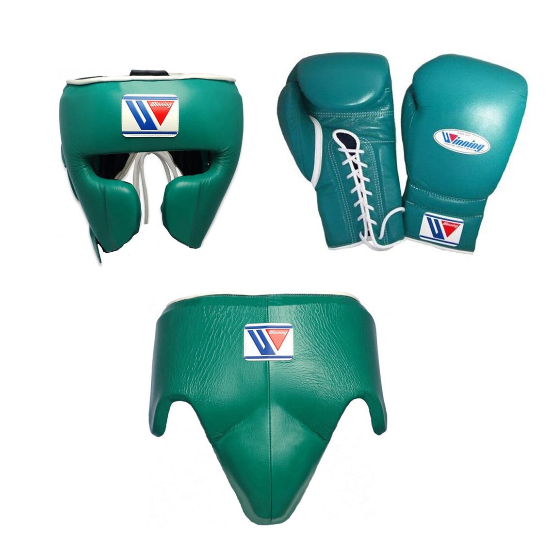 Affordable Winning Boxing Gloves Set Green 12oz Training Bundle