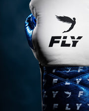 Fly Boxing Gloves Lace-Up | White/Blue