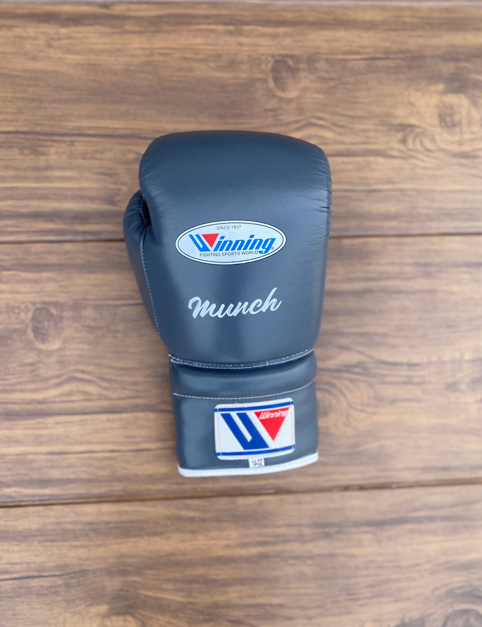 Winning Leather Boxing Set Grey Gloves Back View